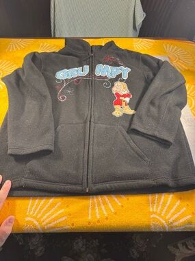 Grumpy Character Black Zip-Up Fleece Hoodie